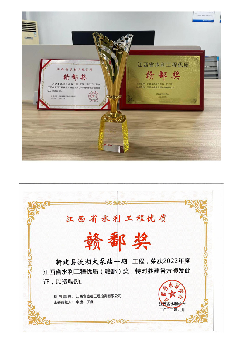 2022年江西省水利優(yōu)質(zhì)工程贛鄱獎(jiǎng)新建縣流湖大泵站一期工程